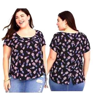 Torrid pineapple georgette button back blouse size 1